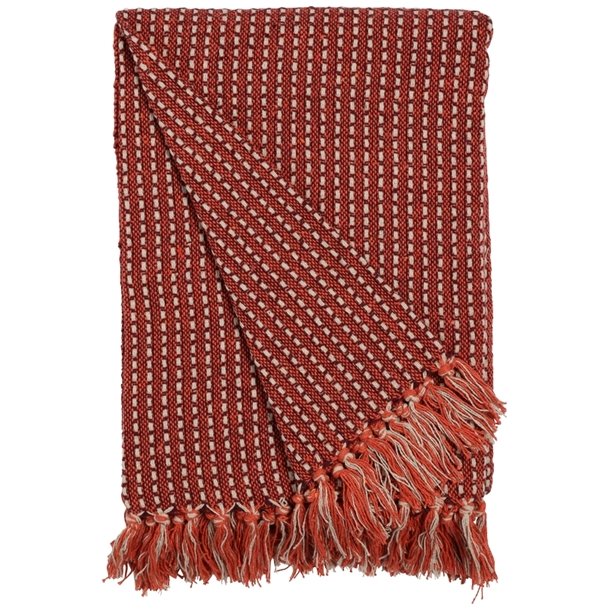 Au Maison  - Plaid, Stribe med Blokke, Orange og Bordeaux, 130x170cm