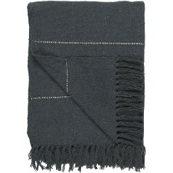 Ib Laursen Plaid - tppe antracit med creme striber p tvrs 130-160 cm