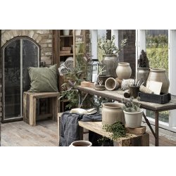 Ib Laursen Plaid - tppe antracit med creme striber p tvrs 130-160 cm