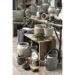 Ib Laursen Plaid - tppe antracit med creme striber p tvrs 130-160 cm