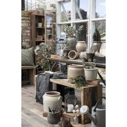 Ib Laursen Plaid - tppe antracit med creme striber p tvrs 130-160 cm