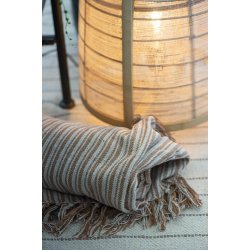 Ib Laursen Plaid - tppe med creme/rust stribemnster 130x160 cm.