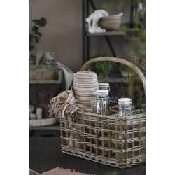 Ib Laursen Plaid - tppe med creme/rust stribemnster 130x160 cm.