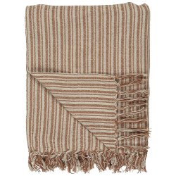 Ib Laursen Plaid - tppe med creme/rust stribemnster 130x160 cm.