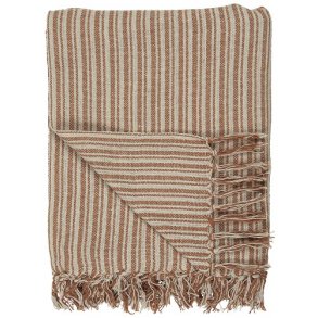 Ib Laursen Plaid - tppe med creme/rust stribemnster 130x160 cm.