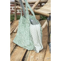 Ib Laursen Plaid - tppe med creme/grnt stribemnster 130x 160 cm.