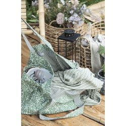 Ib Laursen Plaid - tppe med creme/grnt stribemnster 130x 160 cm.