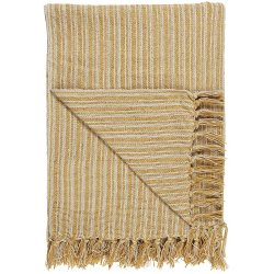 Ib Laursen Plaid - tppe creme og gul stribemnster 130x160 cm.