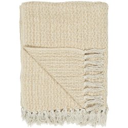 Ib Laursen - Plaid - tppe med creme/gult mnster 130x160 cm.