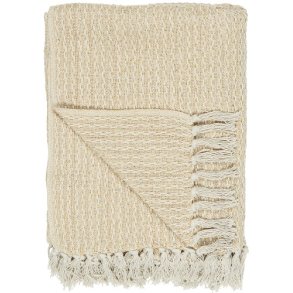 Ib Laursen - Plaid - tppe med creme/gult mnster 130x160 cm.