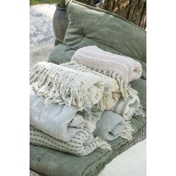 Ib Laursen - Plaid - tppe med creme/gult mnster 130x160 cm.