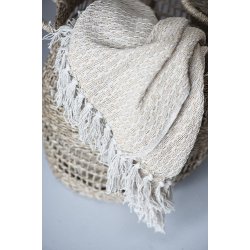 Ib Laursen - Plaid - tppe med creme/gult mnster 130x160 cm.