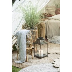 Ib Laursen Plaid - tppe med creme lyseblt zigzagmnster 130x160 cm.