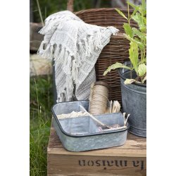 Ib Laursen Plaid - tppe creme og natur stribemnster 130x160 cm.