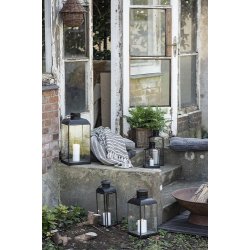 Ib Laursen Plaid - tppe creme/oliven stribemnster 130x160 cm.