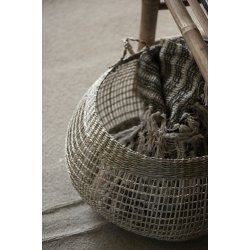 Ib Laursen Plaid - tppe creme/oliven stribemnster 130x160 cm.