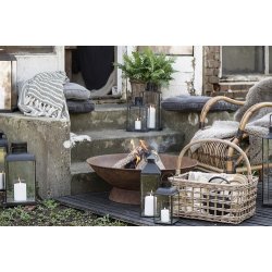 Ib Laursen Plaid - tppe creme/oliven stribemnster 130x160 cm.