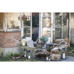 Ib Laursen Plaid - tppe creme/oliven stribemnster 130x160 cm.