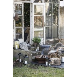 Ib Laursen Plaid - tppe creme/oliven stribemnster 130x160 cm.