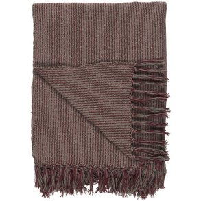 Ib Laursen Plaid - tppe mrkegrt med mrkerde smalle striber 130x160cm.