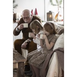 Ib Laursen Plaid - tppe mrkegrt med mrkerde smalle striber 130x160cm.