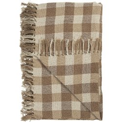 Ib Laursen Plaid - tppe med natur, beige og brune tern 130x160 cm.