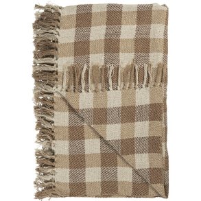 Ib Laursen Plaid - tppe med natur, beige og brune tern 130x160 cm.
