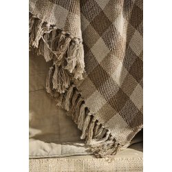 Ib Laursen Plaid - tppe med natur, beige og brune tern 130x160 cm.