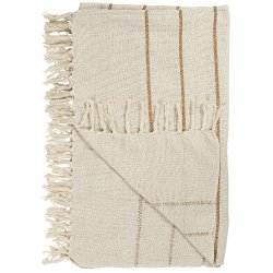Ib Laursen Plaid - tppe natur med brune striber 130x160 cm.