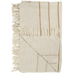 Ib Laursen Plaid - tppe natur med brune striber 130x160 cm.