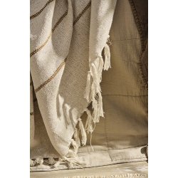 Ib Laursen Plaid - tppe natur med brune striber 130x160 cm.