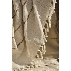 Ib Laursen Plaid - tppe natur med brune striber 130x160 cm.