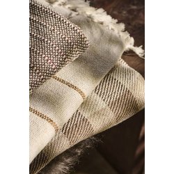 Ib Laursen Plaid - tppe natur med brune striber 130x160 cm.