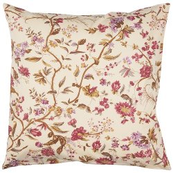 Ib Laursen - Pudebetrk Adele beige med lilla og rosa blomster 50x50 cm.