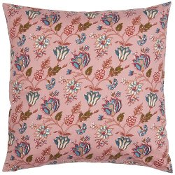 Ib Laursen Pudebetrk Amanda coral almond med bl blomster 50 x 50 cm.