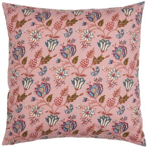 Ib Laursen Pudebetrk Amanda coral almond med bl blomster 50 x 50 cm.