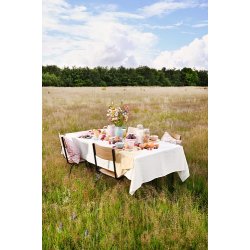 Ib Laursen Pudebetrk Anja cremefarvet med lyserdt og grnt blomstermnster 50 x 50 cm.