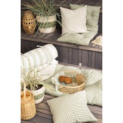 Ib Laursen  Pudebetrk Arthur grn med naturfarvede sm tern 50 x 50 cm.