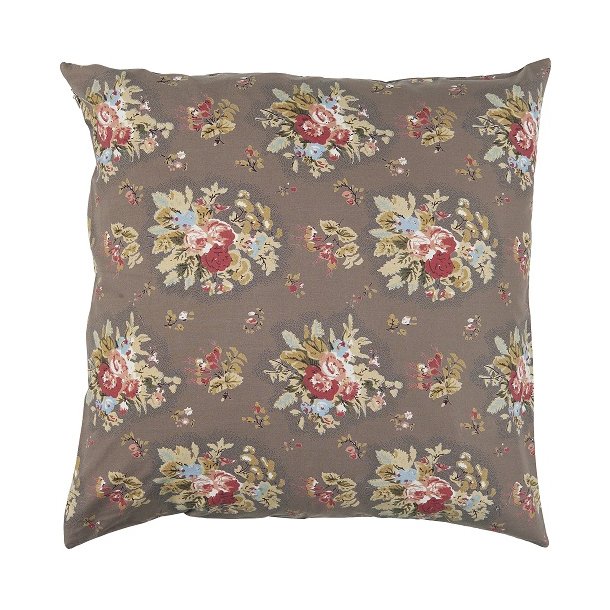 Ib Laursen Pudebetrk Astrid milky brown m/rde/bl blomster 50x50 cm.