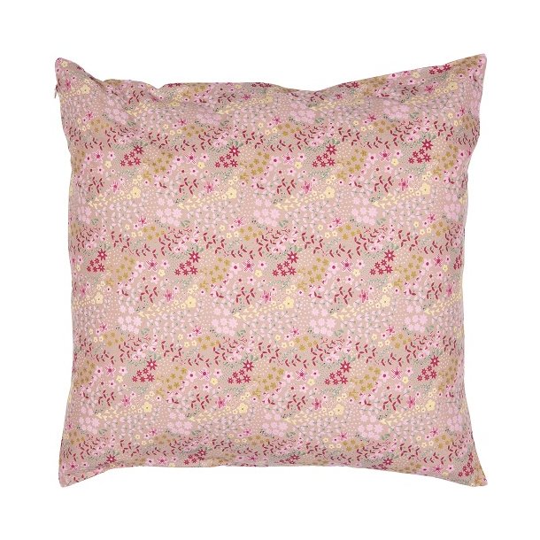 Ib Laursen Pudebetrk Ava coral almond med grnne, lyserde og gule blomster 50 x 50 cm.