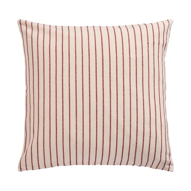 Ib Laursen Pudebetrk Holly natur med rde indvvede striber 50x50 cm.