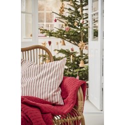 Ib Laursen Pudebetrk Holly natur med rde indvvede striber 50x50 cm.