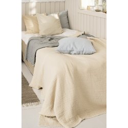 Ib Laursen Pudebetrk Otto natur med smalle stvgrnne striber 50 x 50 cm.