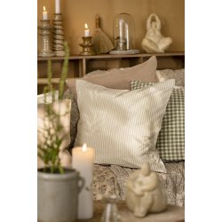 Ib Laursen Pudebetrk Otto natur med smalle stvgrnne striber 50 x 50 cm.