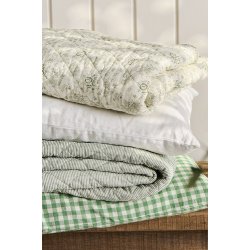  Ib Laursen Pudebetrk Pelle grn med naturfarvede sm tern 50 x 50 cm.