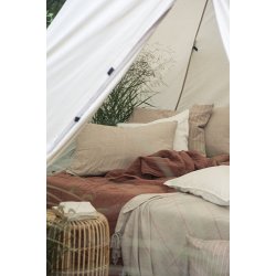 Ib Laursen Pudebetrk malva og beige striber 50x70 cm