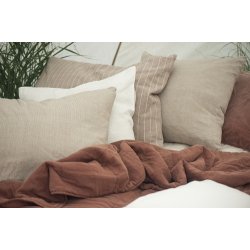 Ib Laursen Pudebetrk malva og beige striber 50x70 cm