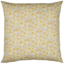 Ib Laursen Pudebetrk med sart gule, lyslilla, off white og grnne blomster 60 x 60 cm.