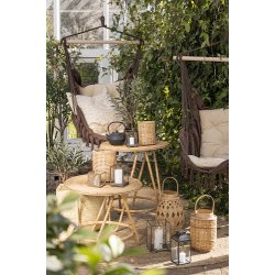 Ib Laursen Pudebetrk med sart gule, lyslilla, off white og grnne blomster 60 x 60 cm.