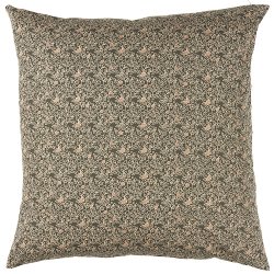 Ib Laursen Pudebetrk mrkebrun baggrund beige blomstermnster 50x50 cm